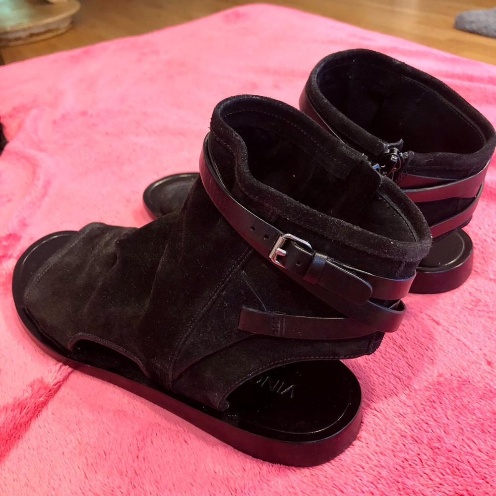 Vince Thalia Suede Black Slouch Sandals - Picture 5 of 6